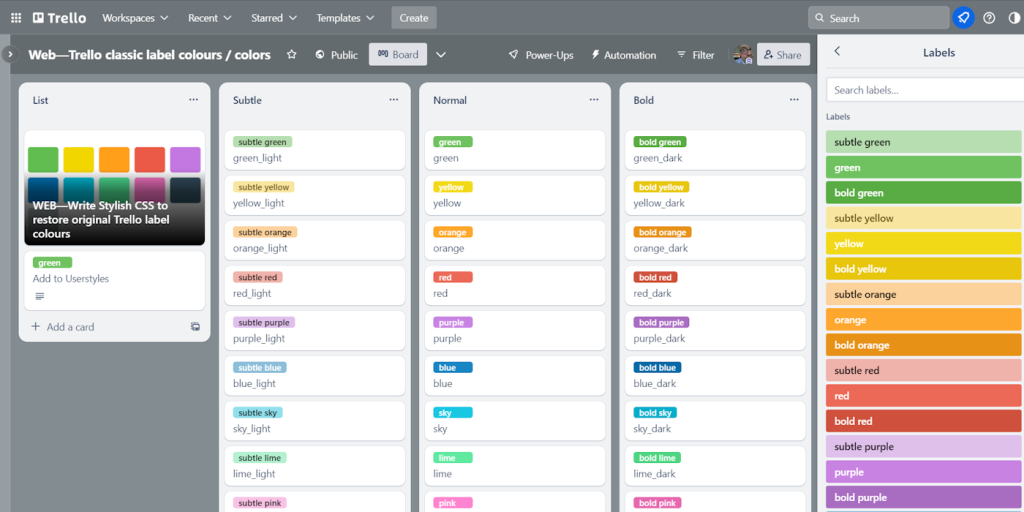 Organize visually with labels and colors