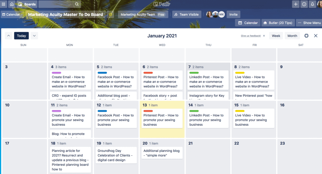 Planning content and marketing campaigns Trello