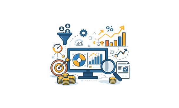 Dashboard showing marketing automation metrics and KPIs such as conversion rate, engagement, and customer lifetime value.