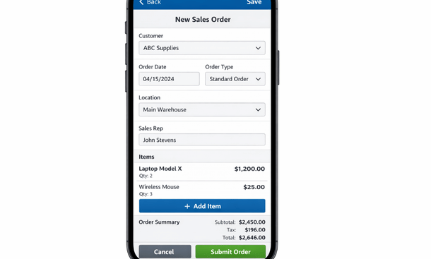 Mobile ERP Interface