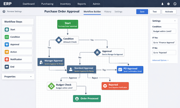 Modern ERP Workflow Interfac