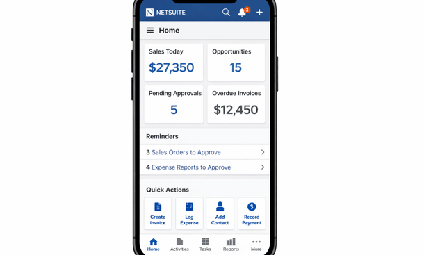 NetSuite Mobile Dashboard