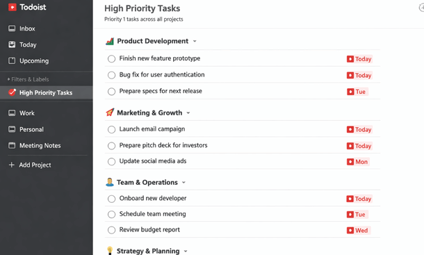 Organized Todoist Filter View