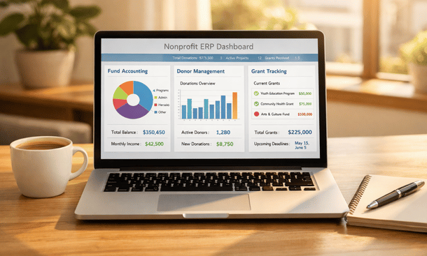Nonprofit ERP Dashboard Scene